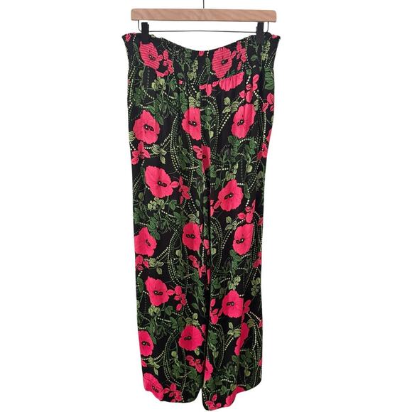 Anthropologie Maeve Saria Smocked Wide-Leg Floral Black Pants Size S - Picture 9 of 12